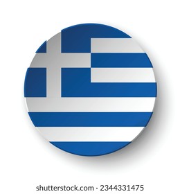 La bandera de Grecia. Icono de indicador de botón. Color estándar. Indicador de icono de círculo. 3 quinquies ilustración. Ilustración del equipo. Ilustración digital. Ilustración vectorial.