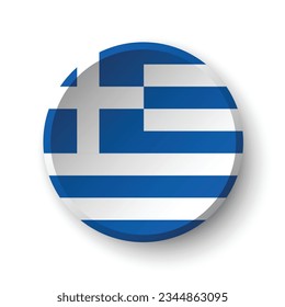 The flag of Greece. Button flag icon. Standard color. Circle icon flag. 3d illustration. Computer illustration. Digital illustration. Vector illustration.