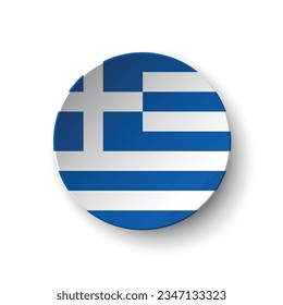 The flag of Greece. Button flag icon. Standard color. Circle icon flag. 3d illustration. Computer illustration. Digital illustration. Vector illustration.