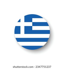 The flag of Greece. Button flag icon. Standard color. Circle icon flag. 3d illustration. Computer illustration. Digital illustration. Vector illustration.