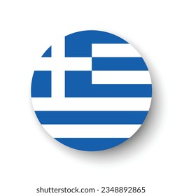 The flag of Greece. Button flag icon. Standard color. Circle icon flag. 3d illustration. Computer illustration. Digital illustration. Vector illustration.