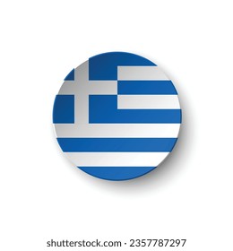 The flag of Greece. Button flag icon. Standard color. Circle icon flag. 3d illustration. Computer illustration. Digital illustration. Vector illustration.