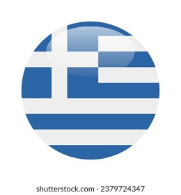 La bandera de Grecia. Icono de indicador de botón. Color estándar. Indicador de icono de círculo. 3 quinquies ilustración. Ilustración del equipo. Ilustración digital. Ilustración vectorial.
