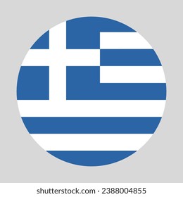 The flag of Greece. Button flag icon. Standard color. Circle icon flag. Computer illustration. Digital illustration. Vector illustration.