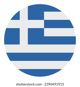 The flag of Greece. Button flag icon. Standard color. Circle icon flag. Computer illustration. Digital illustration. Vector illustration.