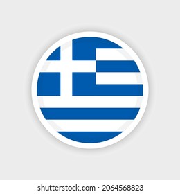 Flag of Greece with circle frame and white background