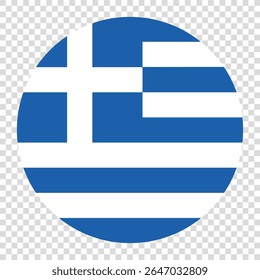Flag of Greece. Greece circle flag logo icon computer vector illustration design. Transparent checkerboard background.