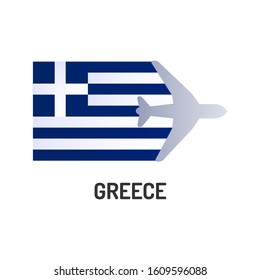 Flag of Greece color flat icon. Airline network. International flights. Popular tourist destination. Vector element for web page, mobile app, promo.  UI UX GUI design element. 