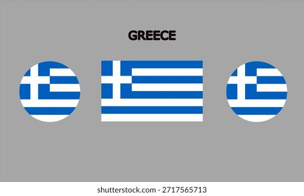 Bandera del país de Grecia en alta calidad (rectángulo y forma de círculo)
