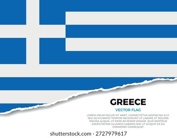 Bandera de Grecia. Creativo efecto de borde de papel rasgado sobre fondo transparente con irregularidades irregulares. Una apariencia tridimensional con sombras realistas, como si hubiera sido rasgada para revelar una superficie blanca debajo