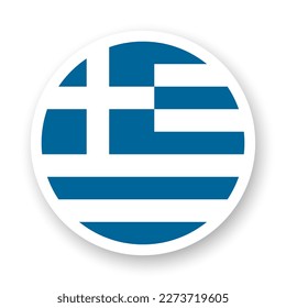 Flag of Greece flat icon. Round vector element with shadow underneath. Best for mobile apps, UI and web design.