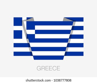 Flag of Greece. Flat Icon Waving Flag with Country Name on a White Background