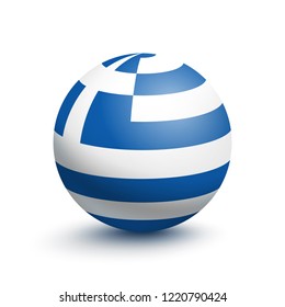 Flag of Greece in the form of a ball isolated on a white background. Vector illustration