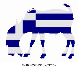 Flag of Greece with goat