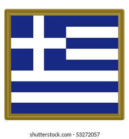 Flag of Greece with gold frame