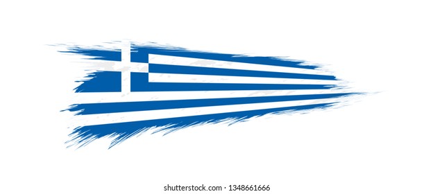 Flag of Greece in grunge brush stroke, vector grunge illustration.