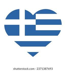 The flag of Greece. Heart-shaped flag icon. Standard color. Heart icon flag. Computer illustration. Digital illustration. Vector illustration.