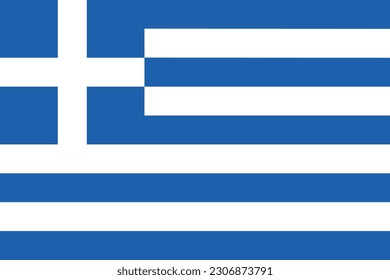 La bandera de Grecia. Icono de marca. Color estándar. Tamaño estándar. Bandera rectangular. Ilustración del equipo. Ilustración digital. Ilustración vectorial.