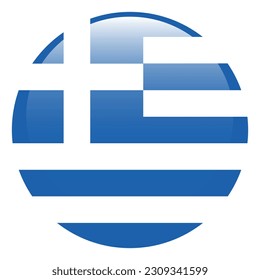 The flag of Greece. Flag icon. Standard color. Round flag. 3d illustration. Computer illustration. Digital illustration. Vector illustration.