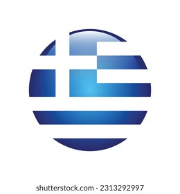 The flag of Greece. Flag icon. Standard color. Round flag. 3d illustration. Computer illustration. Digital illustration. Vector illustration.