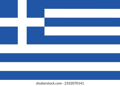 The flag of Greece. Flag icon. Standard color. Standard size. A rectangular flag. Computer illustration. Digital illustration. Vector illustration.