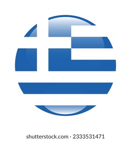 The flag of Greece. Flag icon. Standard color. Circle icon flag. 3d illustration. Computer illustration. Digital illustration. Vector illustration.