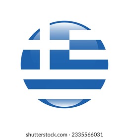 The flag of Greece. Flag icon. Standard color. Circle icon flag. 3d illustration. Computer illustration. Digital illustration. Vector illustration.