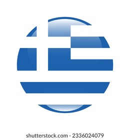 La bandera de Grecia. Icono de marca. Color estándar. Indicador de icono de círculo. 3 quinquies ilustración. Ilustración del equipo. Ilustración digital. Ilustración vectorial.