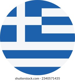 The flag of Greece. Flag icon. Standard color. Circle icon flag. 3d illustration. Computer illustration. Digital illustration. Vector illustration.