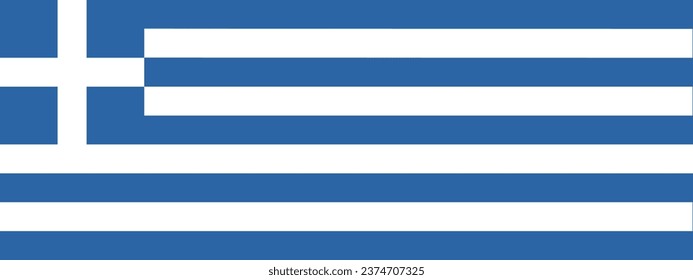 The flag of Greece. Flag icon. Standard color. A long banner. Rectangle icon. Computer illustration. Digital illustration. Vector illustration.