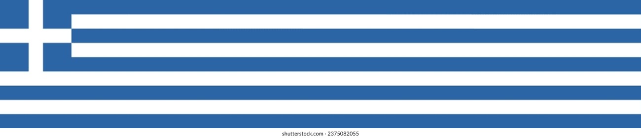 La bandera de Grecia. Icono de marca. Color estándar. Una larga pancarta. Icono de rectángulo. Ilustración del equipo. Ilustración digital. Ilustración vectorial.