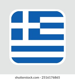 The flag of greece. Flag icon. Standard color. flat vector square with rounded corners Computer illustration. Digital illustration. Vector illustration.	