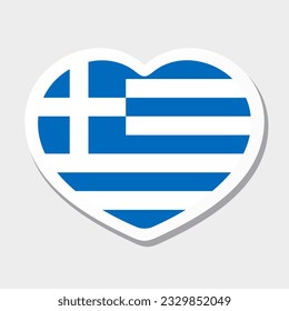 Flag of Greece icon. Vector heart sticker. Best for mobile apps, UI and web design.