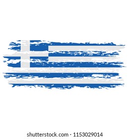 Flag of Greece the illustration vector on a white background, brush stroke Design Elements