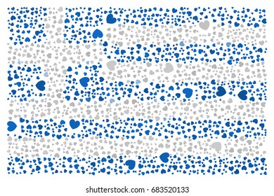 Flag of Greece made of heart patterns colored with national flag colors