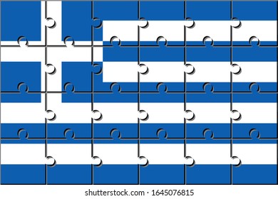Bandera de grecia hecha con piezas de rompecabezas