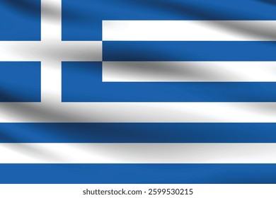 Flag of Greece. Greece flag official colors and proportion digital vector illustration. Wavy flag.