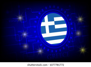 Flag of Greece on a background of technology.