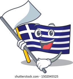 With flag greece flag placed in cartoon cupboard