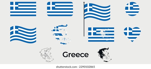 Flag of Greece. Silhouette of Greece. National symbol.