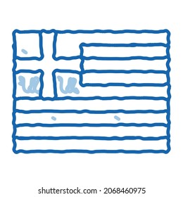 flag of greece sketch icon vector. Hand drawn blue doodle line art flag of greece sign. isolated symbol illustration