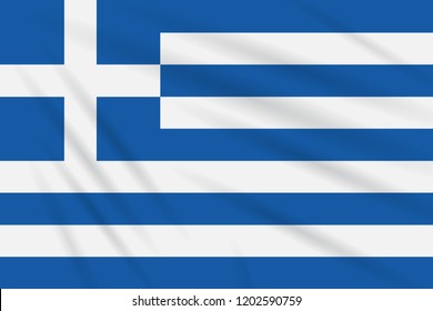 Flag Greece swaying in the wind, realistic vector.