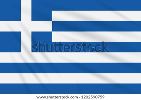 Flag Greece swaying in the wind, realistic vector.