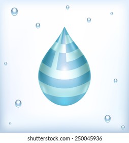 Flag of Greece water drop