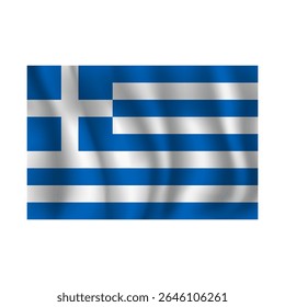 Bandeira da Grécia ondulada flui ao vento, com dobras 3d