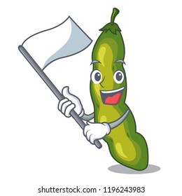 With flag green beans pod isolated on mascot