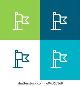 Flag green and blue material color minimal icon or logo design