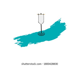 Marcar el pincel verde sobre fondo blanco en ilustración vectorial
