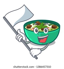 With flag green churry isolated with the cartoon