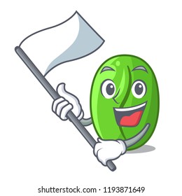 With flag green coffee beans isolated on mascot